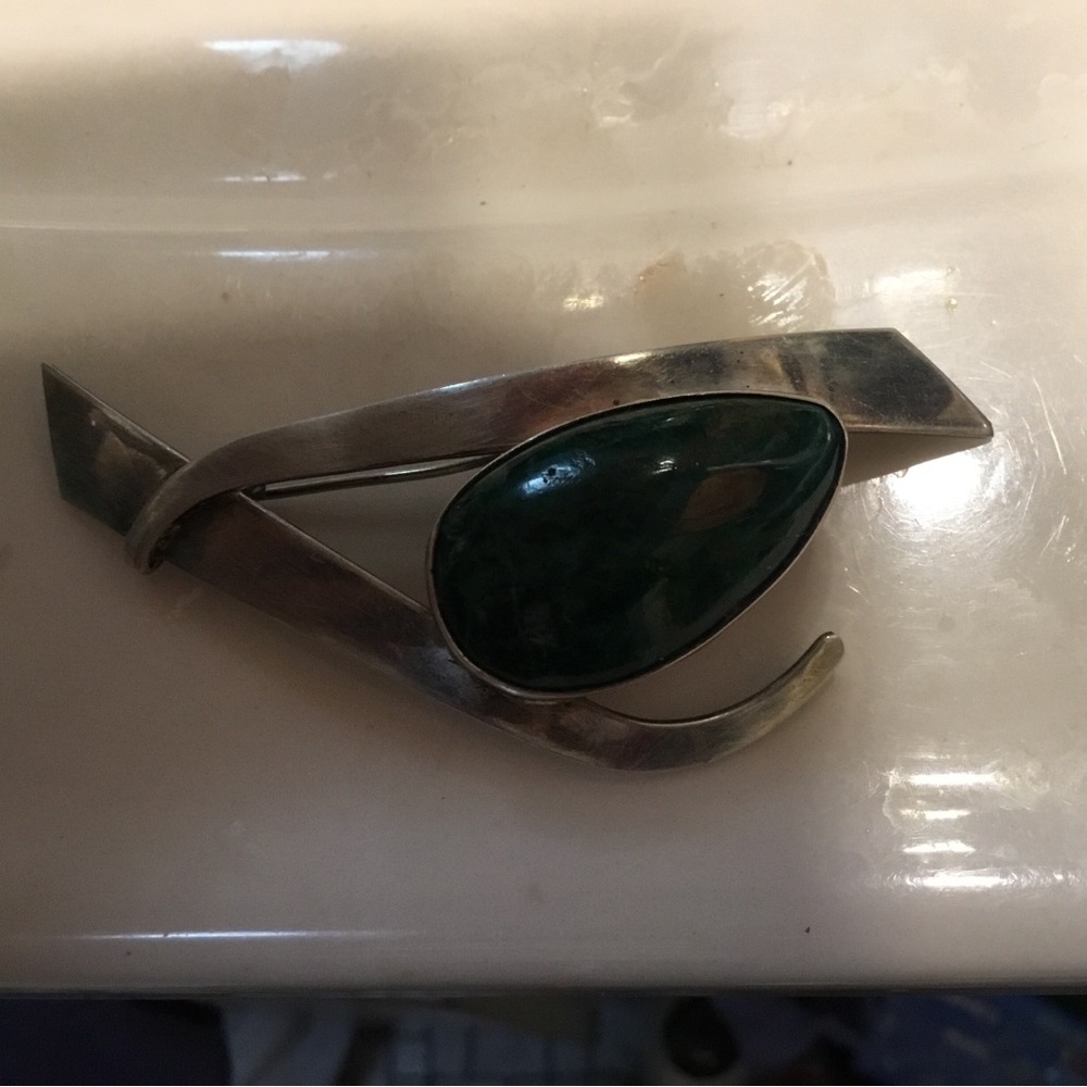 Made in Israel sterling brooch with eilat stone - Picture 6 of 7